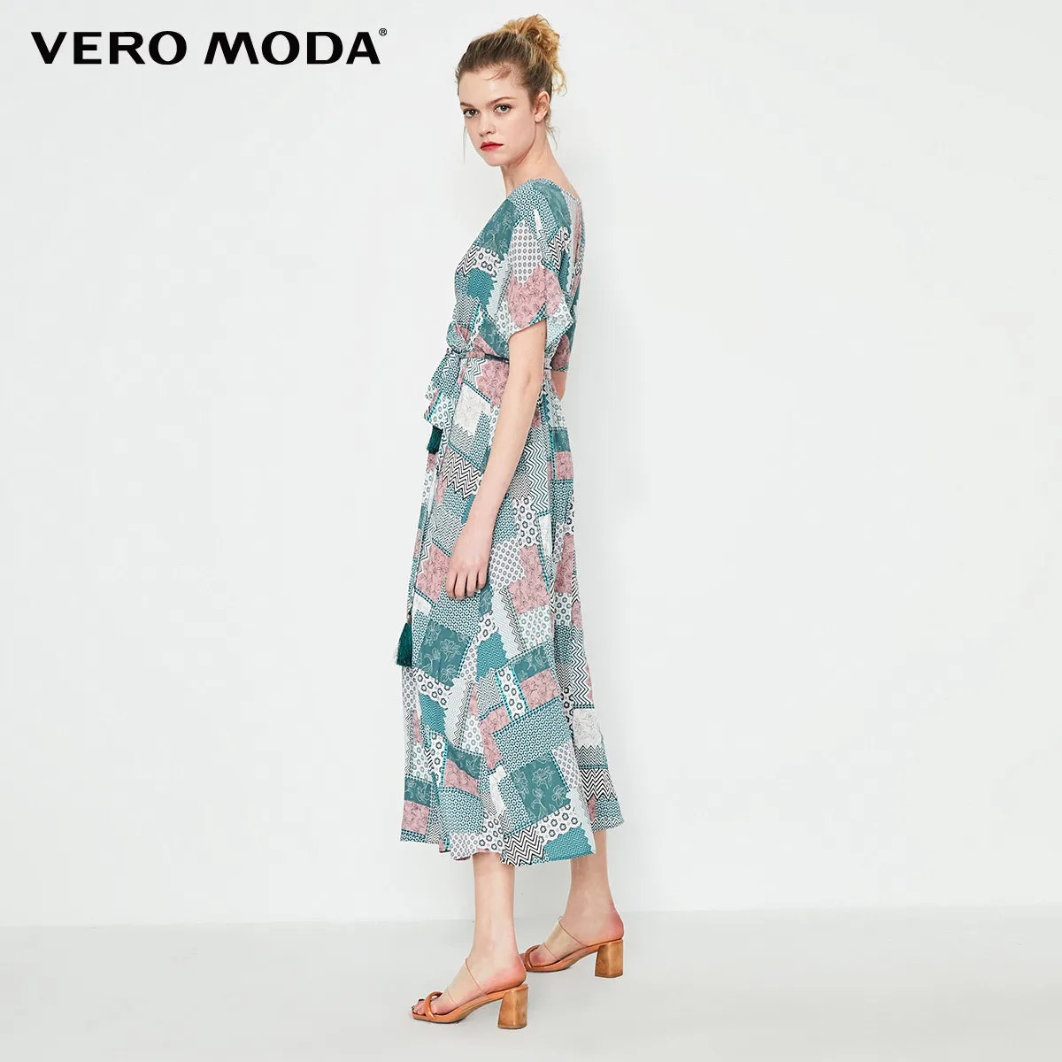 Vero Moda женское платье в национальном стиле с принтом и кружевными рукавами | 31926Z559