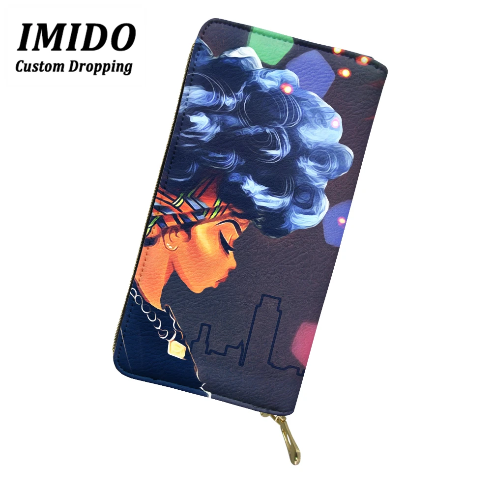 IMIDO, модный кошелек, Черная Королева, африканская девушка, узор, многофункциональные кошельки на молнии, Женский кошелек, сумка для мобильного телефона, кошелек, Carteras - Цвет: wll5096