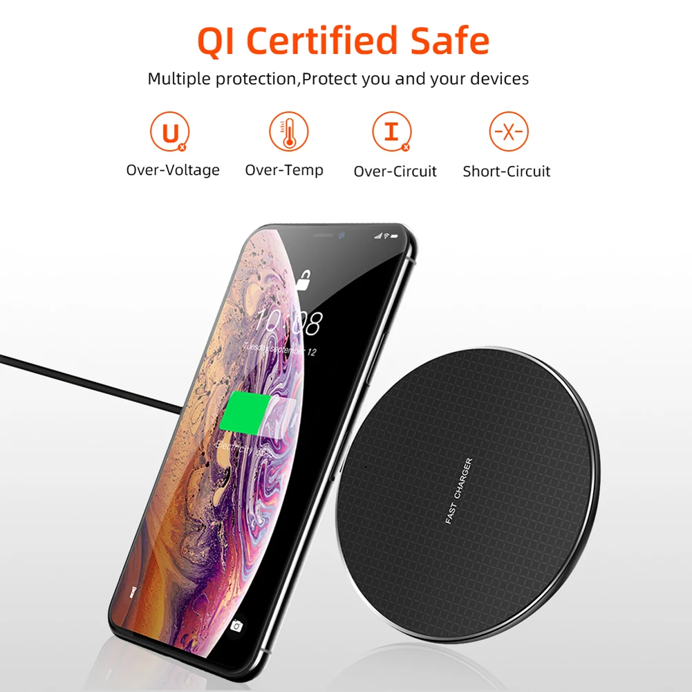 Беспроводное зарядное устройство для iPhone 11 Pro Max Xs 8 Plus 10 Вт Быстрая зарядка samsung