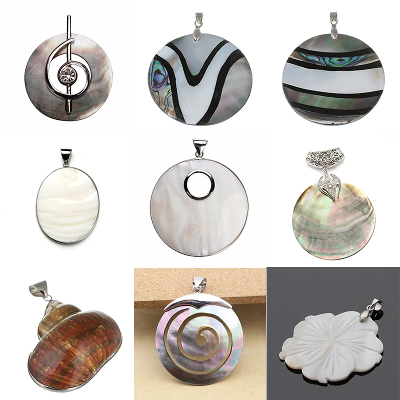 

Hot Vintage Natural Mother of Pearl Shell Pendants Abalone Paua Shell Pendants Charms for DIY Necklace Jewelry Making Findings