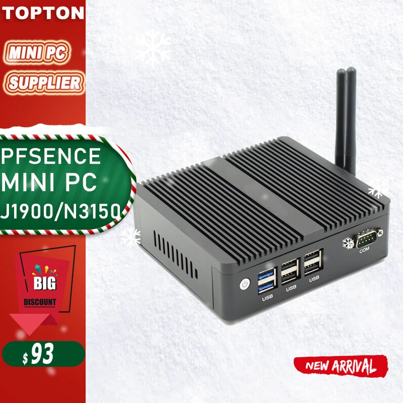 Topton Inter Celeron N3160J1900 2LAN 2COMFanless Мини ПК Windows 10 wifi Linux Pfsense маршрутизатор брандмауэр сервер AESNI поддерживается