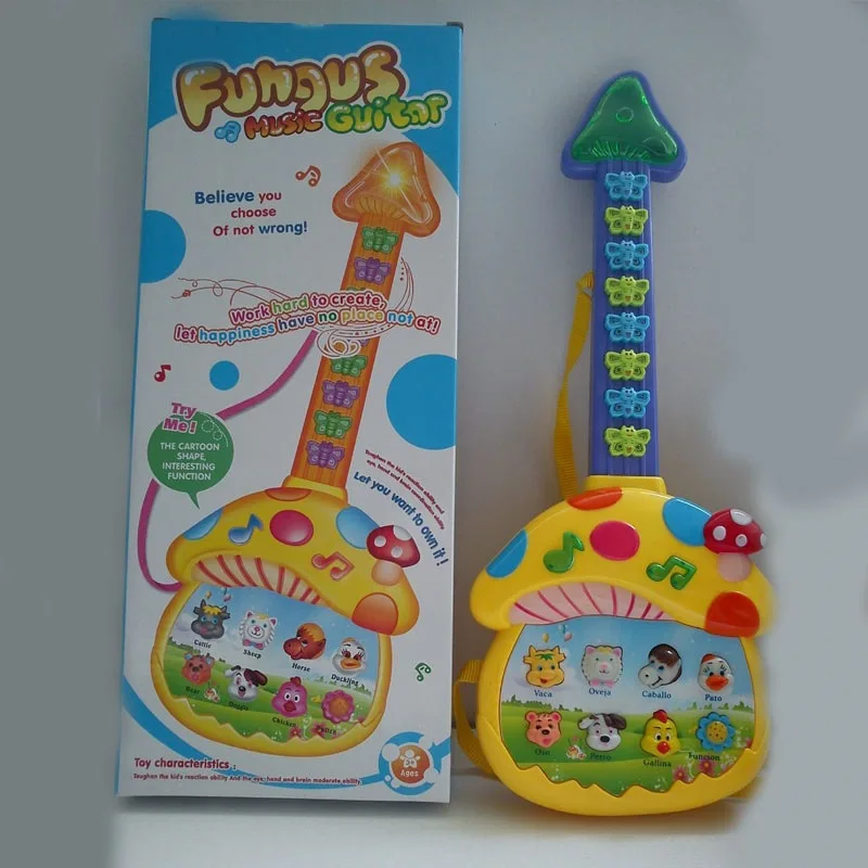 Детская развивающая игрушка мультфильм животное мини гитара многофункциональный музыкальный светильник-игровой электронный игрушечный