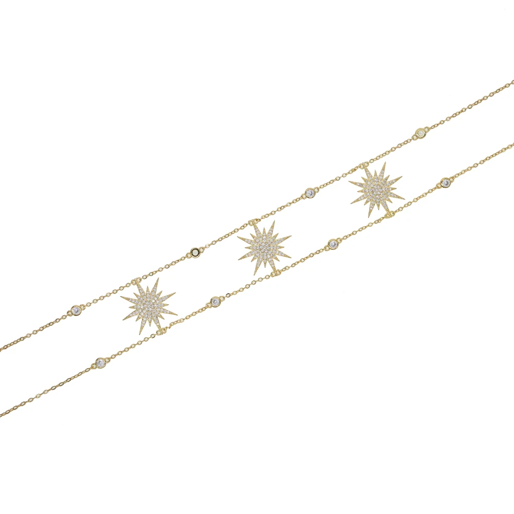 アクセサリー  ORDER SOLID STAR WITH PAVE CZ Hexagonal Star Silver SP/Gold GP Snow-flake Pave CZ Pendant