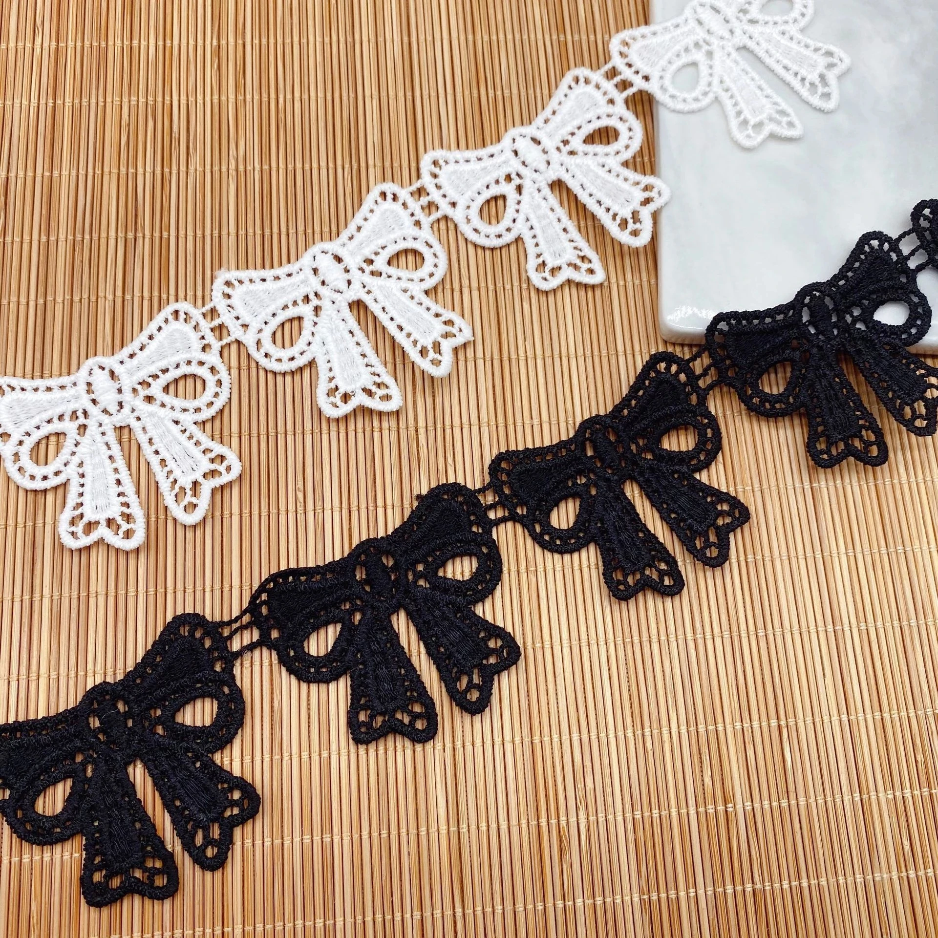 High Quality Lace Fabric Flower Guipure 4cm Embroidery Bow Ribbon Sewing Lace For Wedding Clothing Collar 1Yards