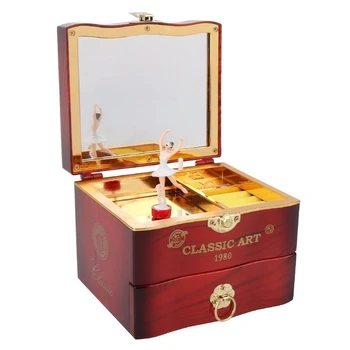 

ELEG-Classic Rotating Dancer Ballerina Piano Music Box Clockwork Plastic Jewelry Box Girls Hand Crank Music Mechanism Christmas