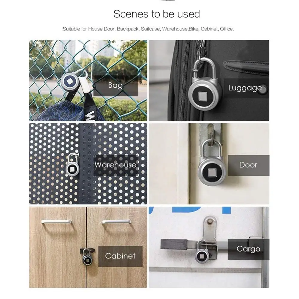 Мини Bluetooth без ключа Smart считыватель отпечатков пальцев замок P2 Анти-кражи USB IP65 Водонепроницаемый интеллигентая(ый) безопасности электронный замок