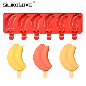 

SILIKOLOVE Homemade Popsicle Molds Food Grade Silicone Ice Cream Bar Mold 7 Cavity Dessert Freezer Fruit Snack Banana Mould