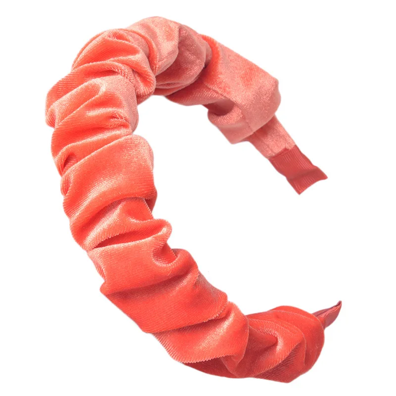 CN Корея Ruched Velvet Hairband Зима Простой ободок для женщин ручной работы Нескользящие девушки тюрбан повязка на голову аксессуары для волос - Цвет: orange