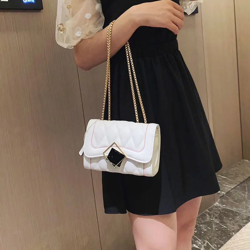 

INS Super Fire Bag Women's 2019 New Style Korean-style Western Style Square Sling Bag Fashion Rhombus Chain Crossbody Bag