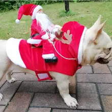 Рождественская одежда для собаки, Санта Клаус, верховая езда, олень, пальто для собак, Рождественский костюм для мопса, чихуахуа, йоркширского терьера