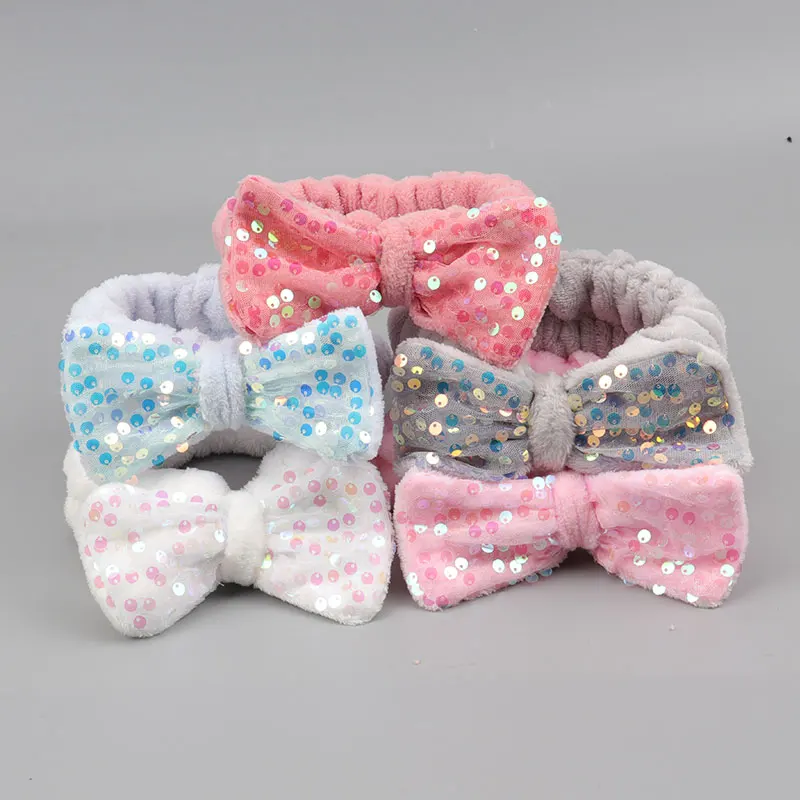 Лента для волос с блестками Женская лента эластичная повязка головы маска