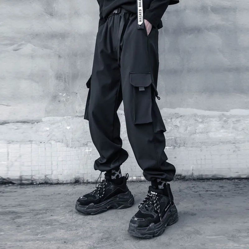 

Мужские повседневные брюки на весну и осень, Новые однотонные брюки-карго, мужские трендовые Красивые свободные прямые брюки, брюки с веревкой