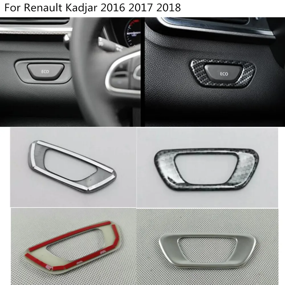 

Car Inner Cover ABS Chrome/Carbon Fiber Front Head ECO Light Switch Trim Frame 1pcs For Renault Kadjar 2016 2017 2018 2019