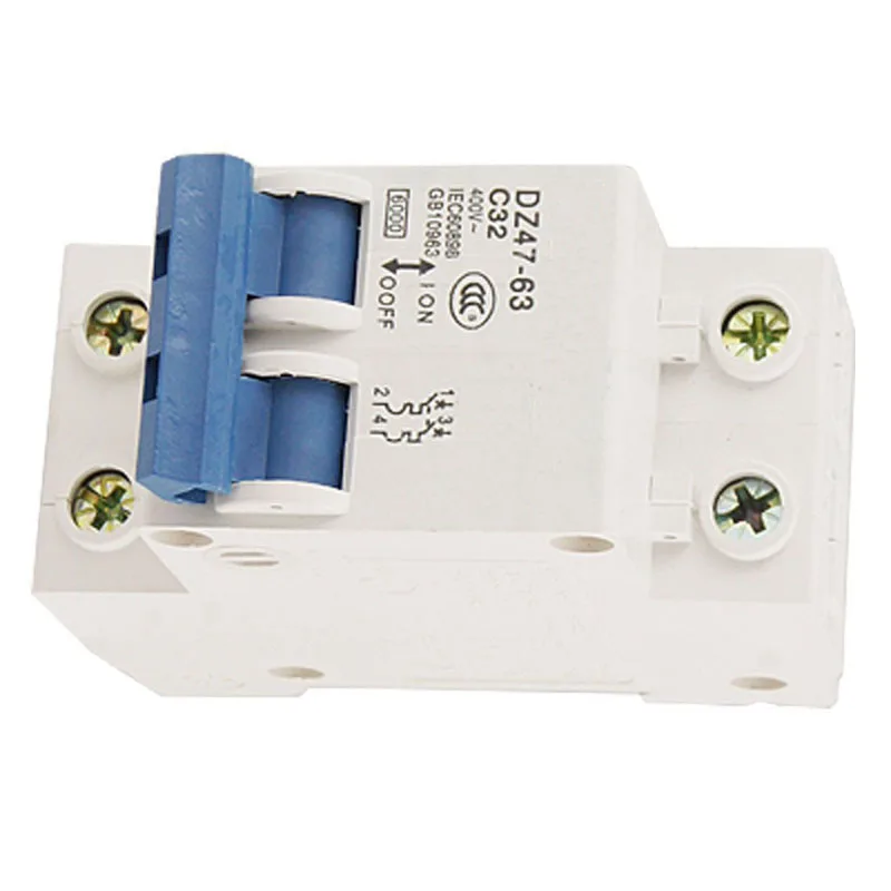 HLZS-DZ47-63 C32 AC 400V 32A 6000A 2 полюса DIN рейку миниатюрный выключатель