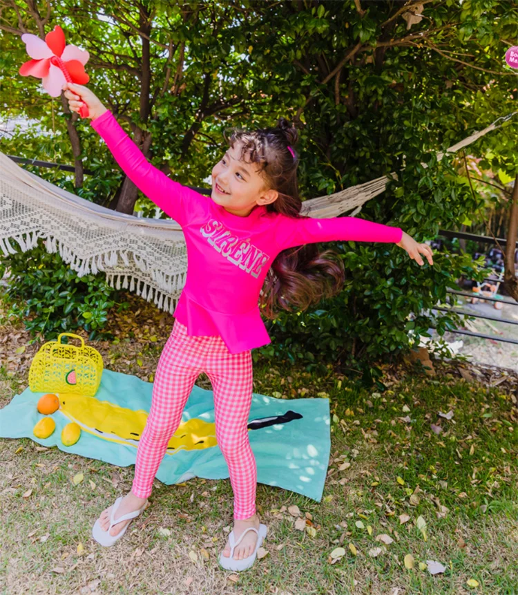 New boys and girls long sleeve swimsuit split pants beach wetsuit girl sun protection korean kids swimsuit girls swimsuit
