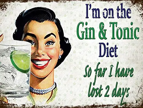 Sono Sul Gin & Tonic Diet Decor Signs 8X12 Pollici Metal Tin Sign