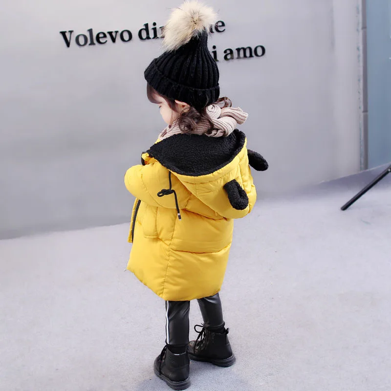 1 2 3 4 5 6 7 Year Baby Kids Parkas Winter Warm Down Jacket For Girls Coat Long Hooded Children's Outerwear Toddler Girl Clothes