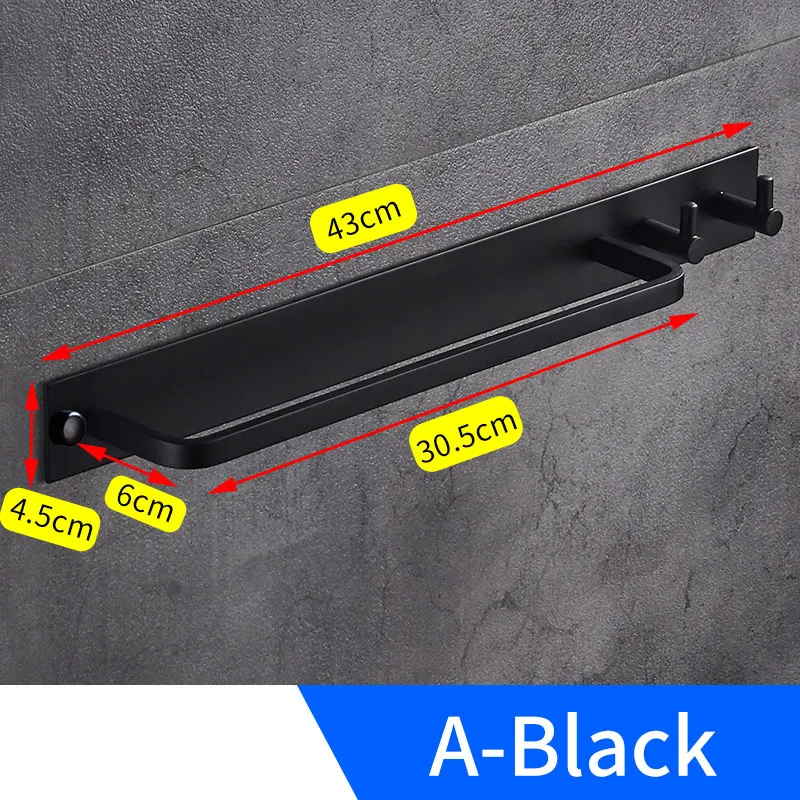 Полотенцесушитель черный алюминиевый Матовый вешалка держатель для полотенец держатель настенный санузел аксессуары вешалка для полотенец в ванную поручень один - Цвет: A-Black