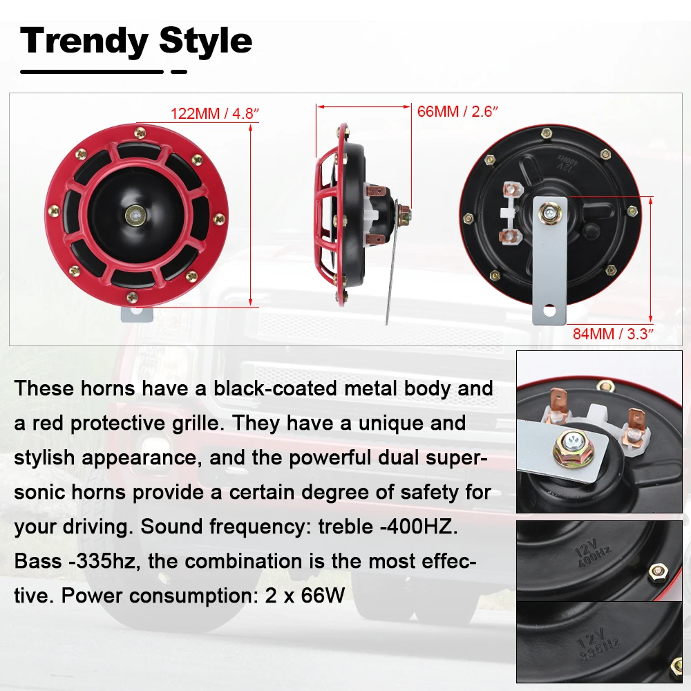 12v 115DB Super Loud Compact Electric Blast Tone Air Horn Kit with bracket For Motorcycle and Car 2pcs