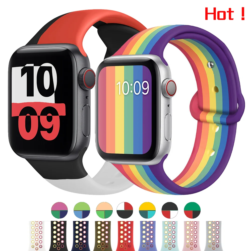 Ремешок для apple watch band 44 мм 40 iwatch 42 38 мягкий силиконовый браслет смарт-часов 6 SE 5 4 3 |