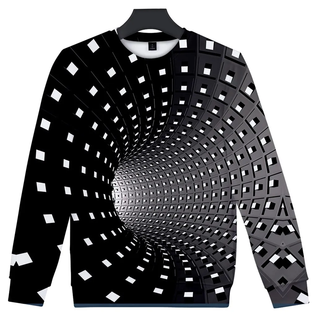 Мужская рубашка с 3D принтом, Повседневная рубашка Ronde Hals, топ, блузка Volledige Mouw Swirl Hypnose Persoonlijkheid Loss