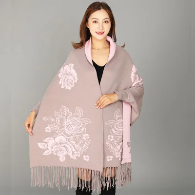 Осенне-зимний двусторонний шарф с принтом, толстая теплая Модная уличная Высококачественная удобная мягкая темпераментная шаль - Цвет: Хаки