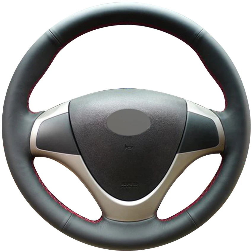 Black Natural Leather Car Steering Wheel Cover for Hyundai i30 2009