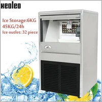 Xeoleo Commercial Ice maker 45KG/24h Ice machine 32 pcs Cube ice each time 20min make ice for Cafe/Bubble tea shop 6kg Storage 1
