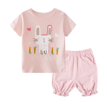 

Toddler Kids Baby Girls Letter Cartoon Bunny Tops Short Pants Outfit Clothes Set T-Shirt Rainbow Shorts Outfits #C