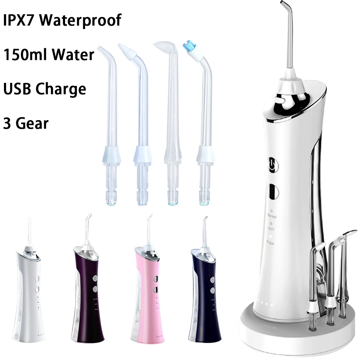  Oral Irrigator USB Rechargeable 100-240V Water Flosser Cordless Waterproof Portable Dental Water Je