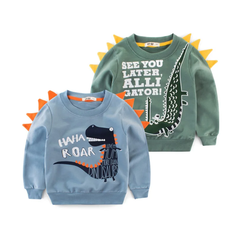 

2019 Kids Sweatshirt Fashion Spring Autumn Cartoon Dinosaur Pullovers Sweatshirts for Boy Children Long Sleeve Clothing