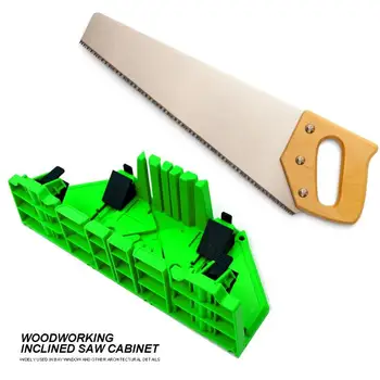 

Hand Saws Clamped Box with Push Lock Pliers ABS Angled Block Saw Cutting Case Practical Woodworking Hand Tools Accessories