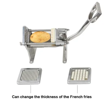 

Manual French Fry Cutting Machine Chips Potato Cutter Stainless Steel Vegetable Cucumber Slice With 3 Blades