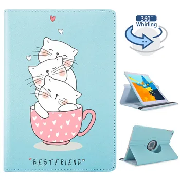 

Cute Cup Cats 360° Rotating Leather Stand Case For iPad Mini 5 Tablet Covers Protective For 2020 iPad Pro 11 Case 12.9 Pro 2020