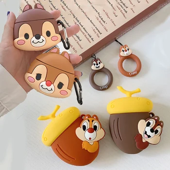 

For Apple AirPods Case 3D Cute Cartoon Chip Dale Squirrel Chipmunk Pine Nuts Wireless Earphone Headset Cover for Airpods 2 Shell