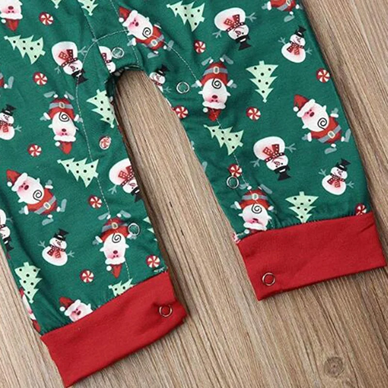 Комбинезон для малышей Рождественский комбинезон Санты с длинными рукавами хлопковый теплый комбинезон для новорожденных мальчиков и девочек Новогодняя одежда
