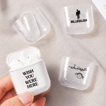 

Soft Simple Text Headphone Case For Apple airpods 1/2 Case PC Luxury Protective Cover Transparent Air Pods Case For Airpods 2