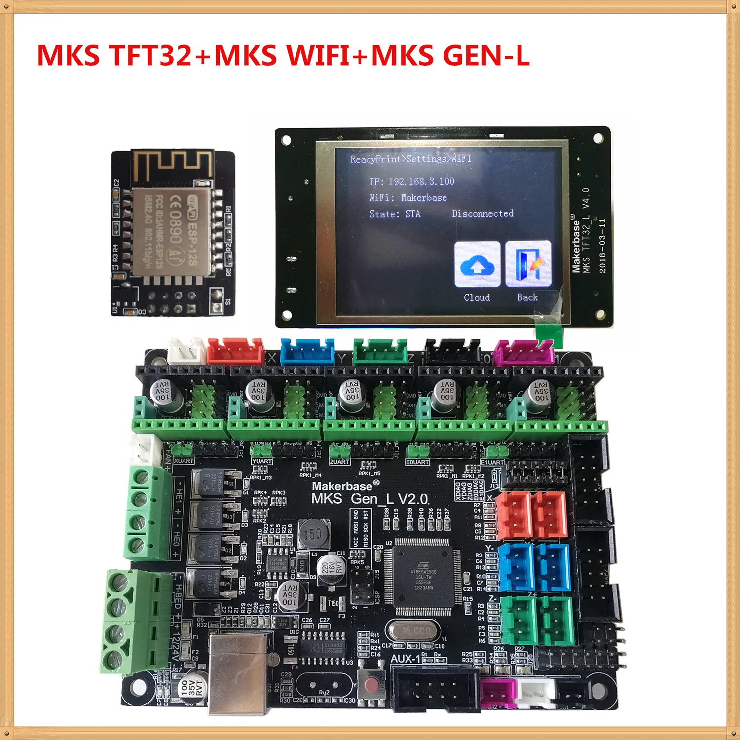 Устройства для 3D принтера MKS GEN L V2.1 + TFT32 V4.0 сенсорный ЖК дисплей модуль Wi Fi дешевые