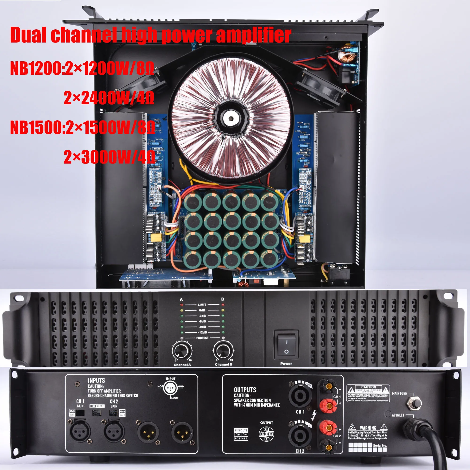 2ChannelHighPowerAmplifierClassTDToroidalTransformerAmplifier
