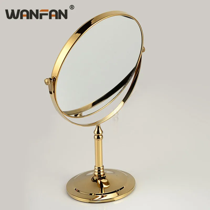 

WANFAN Bath Mirrors 8 Inch Spinning Gold Bathroom Mirror Magnifying Double 2 Faced Makeup Mirror Desktop Women Mirror Table 728K