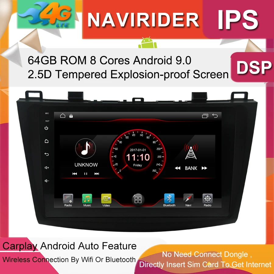 #*Cheap Built in 4G Lte car Intelligent navigation tape recorder 9.0 android car gps radio multimedia player for MAZDA 3 2013 2016