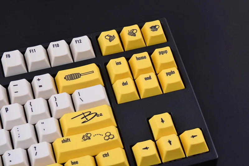 Keycap 84 клавиши PBT Сублимация 84 механическая клавиатура оригинальная высота брелки индивидуальная добавка маленькая Пчелка большой углерод