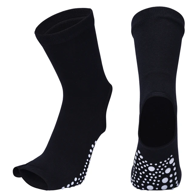 Hot Two Toe Yoga Socks Silicone Non Slip Quick-Dry Pilates Sock Foot Heel Cotton Ventilation Ballet Dance Sock for Women Fitnes Black