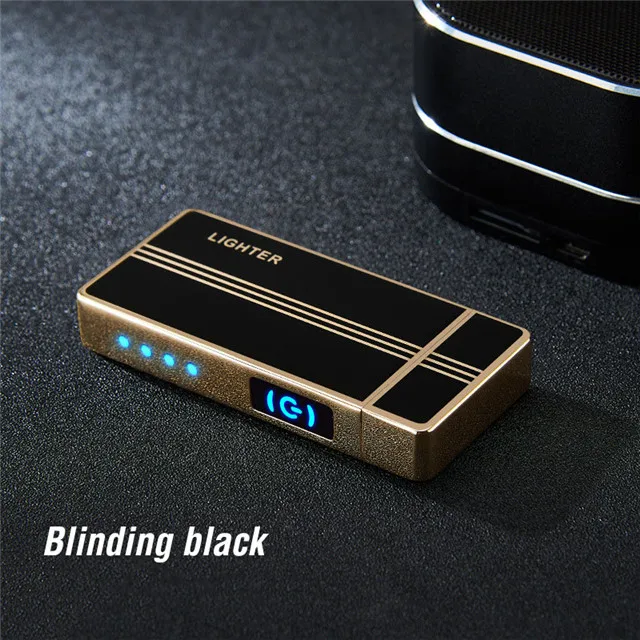 Подарок, двойная дуговая USB Зажигалка, ветрозащитная, беспламенная дуговая зажигалка, плазменная электронная USB Зажигалка, гаджеты для курения для мужчин - Цвет: blinding black
