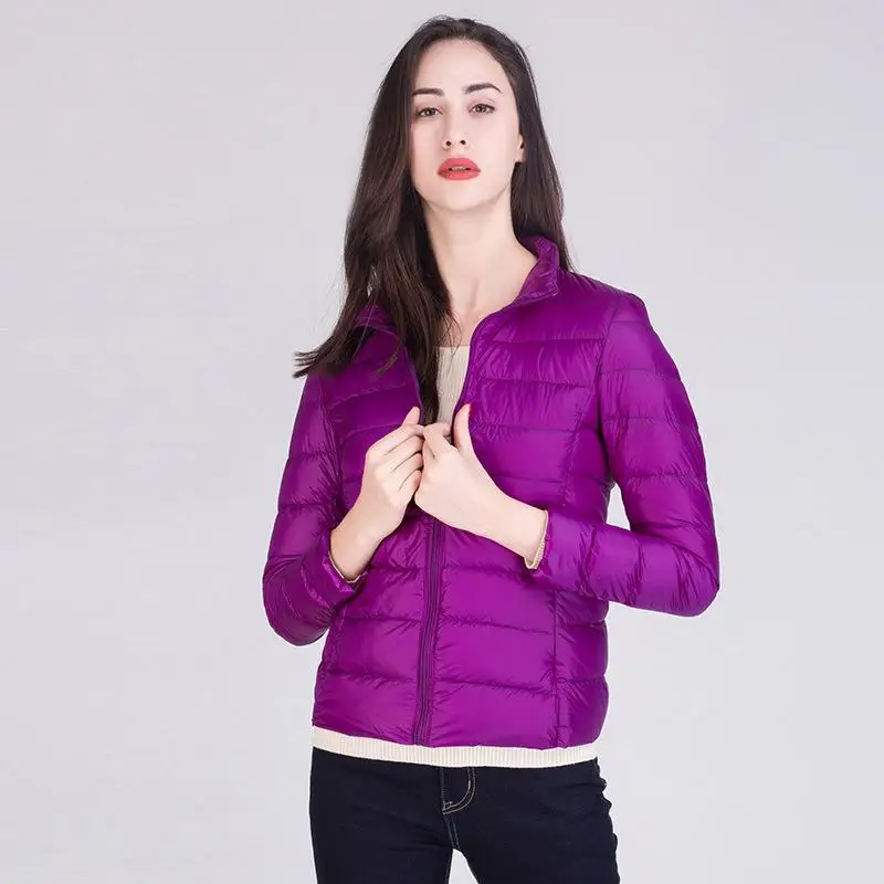 Plus Size 3XL Men&women Normal Length Winter Warm Down Jacket Outwear Full Sleeve Duck Down Solid Colour Lightweight Coat - Цвет: Women 3