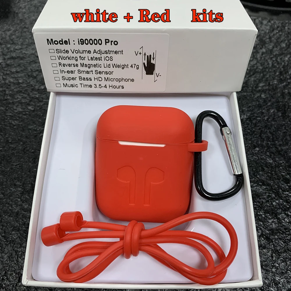 i90000Pro-red-kits i90000Pro TWS Arie 2 Беспроводная гарнитура 8D сабвуфер Bluetooth 5,0 гарнитура раздвижные регулировки громкости наушники PK i9000X - Цвет: i90000Pro-red-kits