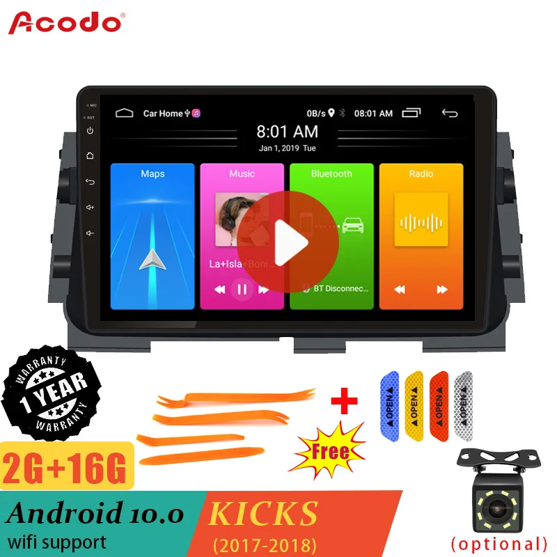 Автомобильный мультимедийный плеер ACODO 2 Гб ОЗУ + 16 ПЗУ Android 10 0 радио GPS-навигация
