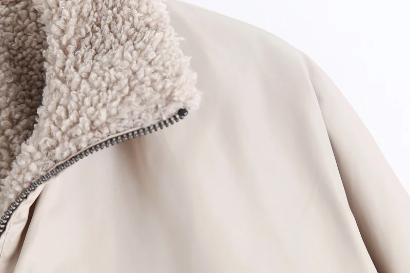 Женская теплая куртка осень зима Новая мода шерпа пальто Короткие топы современная леди Свободная верхняя одежда