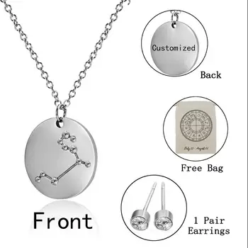 

Personalized Jewelry Stainless Steel Aries Leo Zodiac Sign Astrology Necklace Custom Star Sign 12 Constellation Necklaces Gift
