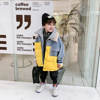 

Children's jacket male baby children's clothing 2019 new children's western style winter clothing boy stitching jacket winter